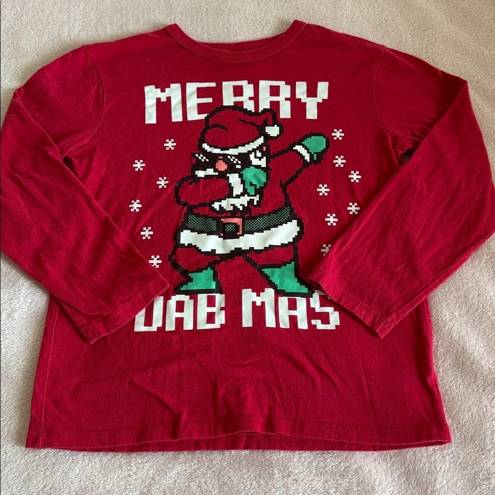 Red Merry Dab Mas Tshirt Size 7/8